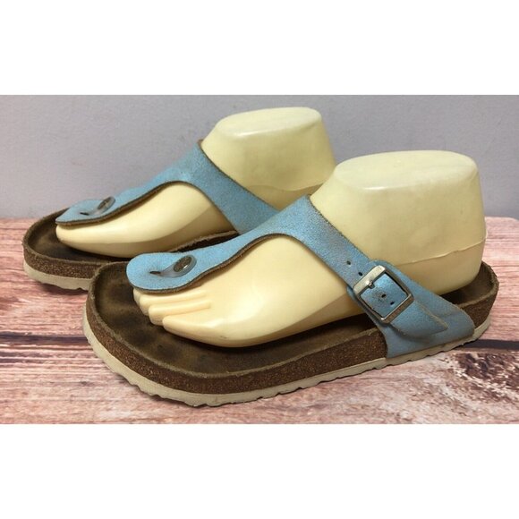 Birkenstock Gizeh AQUA Suede Thong Slide Sandals Womens 40/L9 (8D34) - Picture 1 of 10